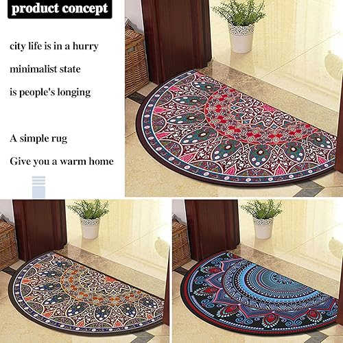 Miniatura 5 de Tapete de medio círculo personalizado, para puerta de entrada, entrada, interior, exterior, exterior, para puerta trasera, borde gris, 15.7 x 23.6 in