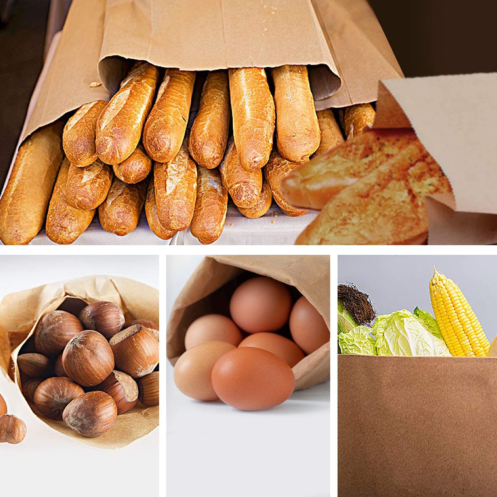 Brązowe papierowe torby na lunch zbiorcze papierowe torby na chleb duże torby na wynos z kraft do dostawy artykułów spożywczych 0,9 kg 50 szt