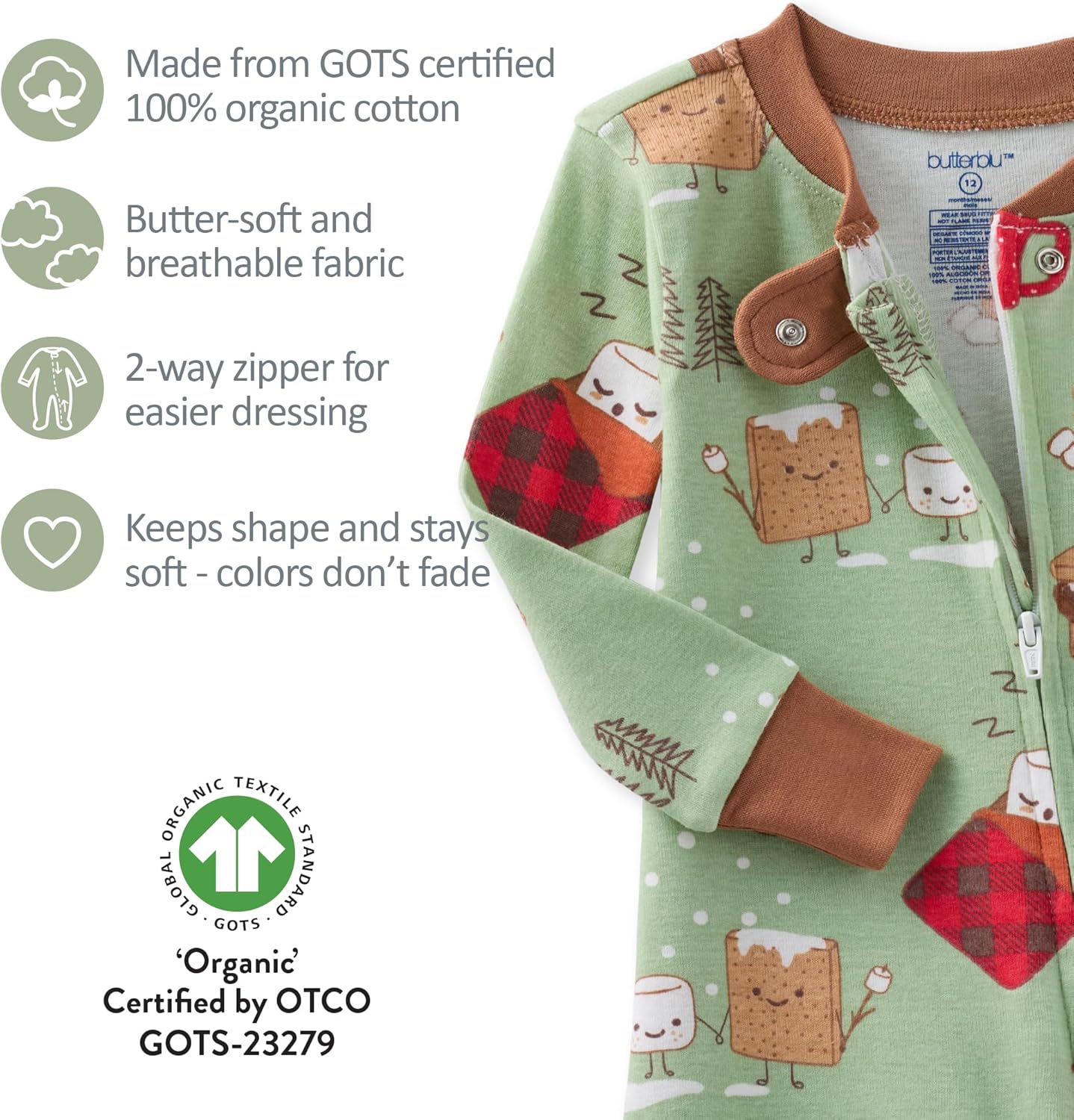 baby-boys Cruz Snug-fit Footed Pajamas 100% Organic Cotton Zip Front Sleeper Pjs W/Grippers for Baby Boys - Image 7