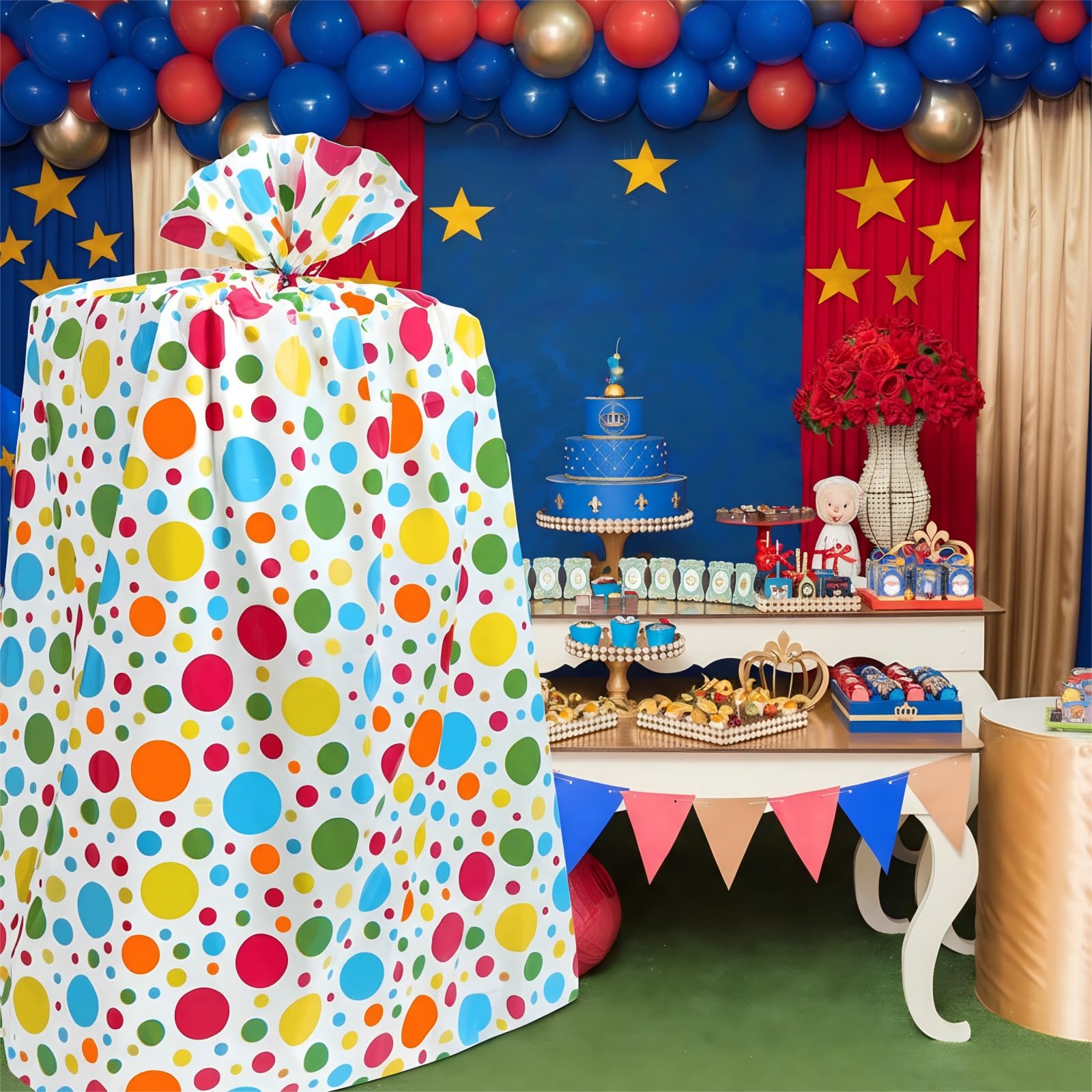 Teling 2 Pcs 80 x 60 in Jumbo Gift Bags for Giant Presents Extra Large Plastic Oversized Bike Wrapping Bag for Birthdays Baby Shower Party Favors