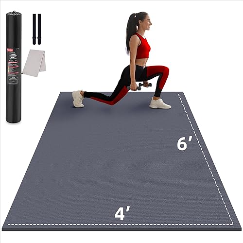 Miniatura 12 de Alfombra grande para entrenar en casa, 12 x 6 pies, 10 x 6 pies, 9 x 6 pies, 8 x 6 pies, 7 x 5 pies, 6 x 4 pies, extragrueso, alfombra de gimnasio
