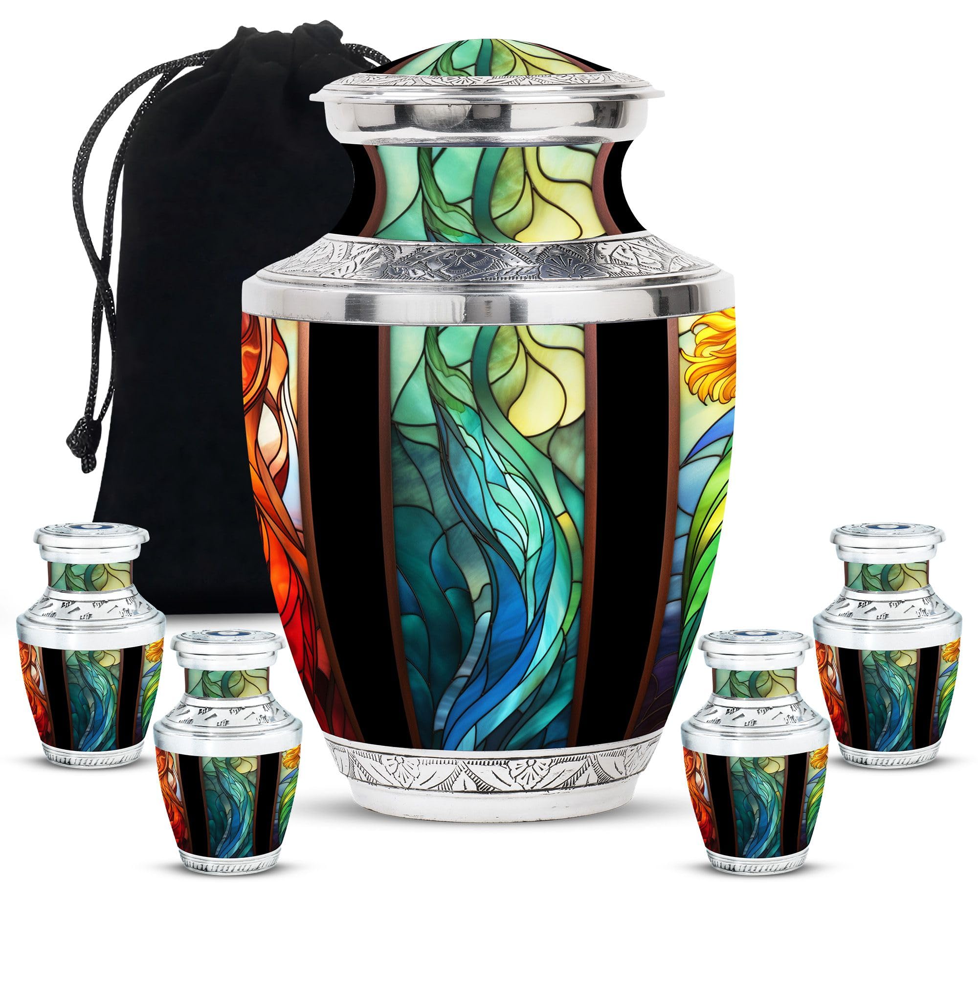 Stained Glass Urn, Burial Urns for Adult Human Ashes, Funeral Urns for Adult Ashes Women, Miniature Urns for Human Ashes, Urn for Ashes Adult Male, Unique Keepsake Urn, Small Cremation Urns