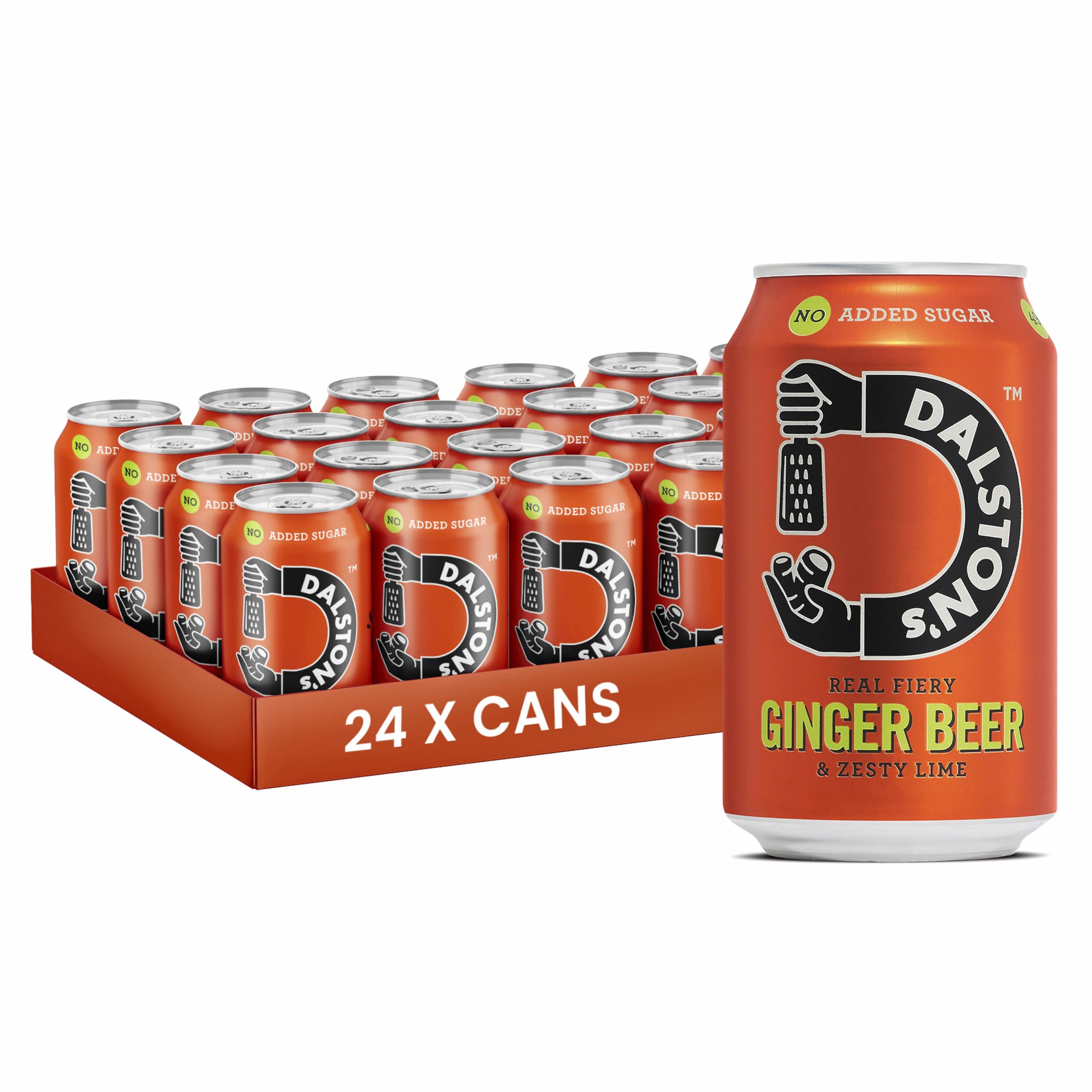 Dalston's Ginger Beer (24 x 330ml) - Real Pressed Ginger & Sparkling Water - 49 Kcal - No Added Sugar - No Artificial Sweeteners - Healthy Alternative - Low Calorie - Vegan