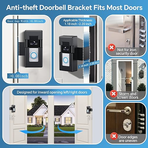 Miniatura 3 de Soporte Antirrobo para Timbre de Video Compatible con Timbre Inalámbrico Ring/Blink 1/2/3/3 Plus/4/Versión 2023, No Obstruye el Sensor de Movimiento