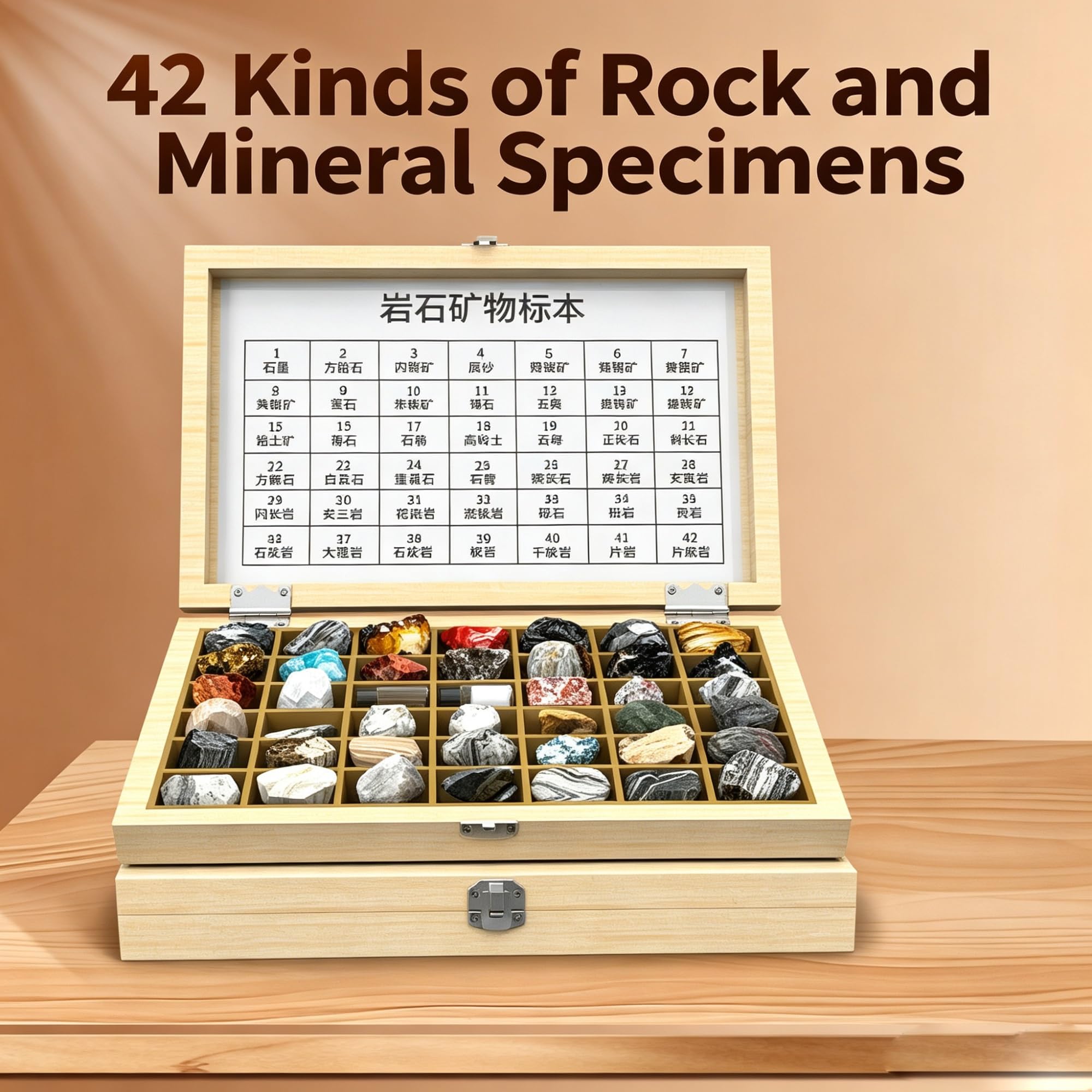 Metamorphic Rocks Display Box, Metamorphic Rocks Kit | Gesteinsproben-Ausstellungsset For Sammlungs- Und Bildungszwecke, For Erlernen Des Studiums Der Geologie(42)