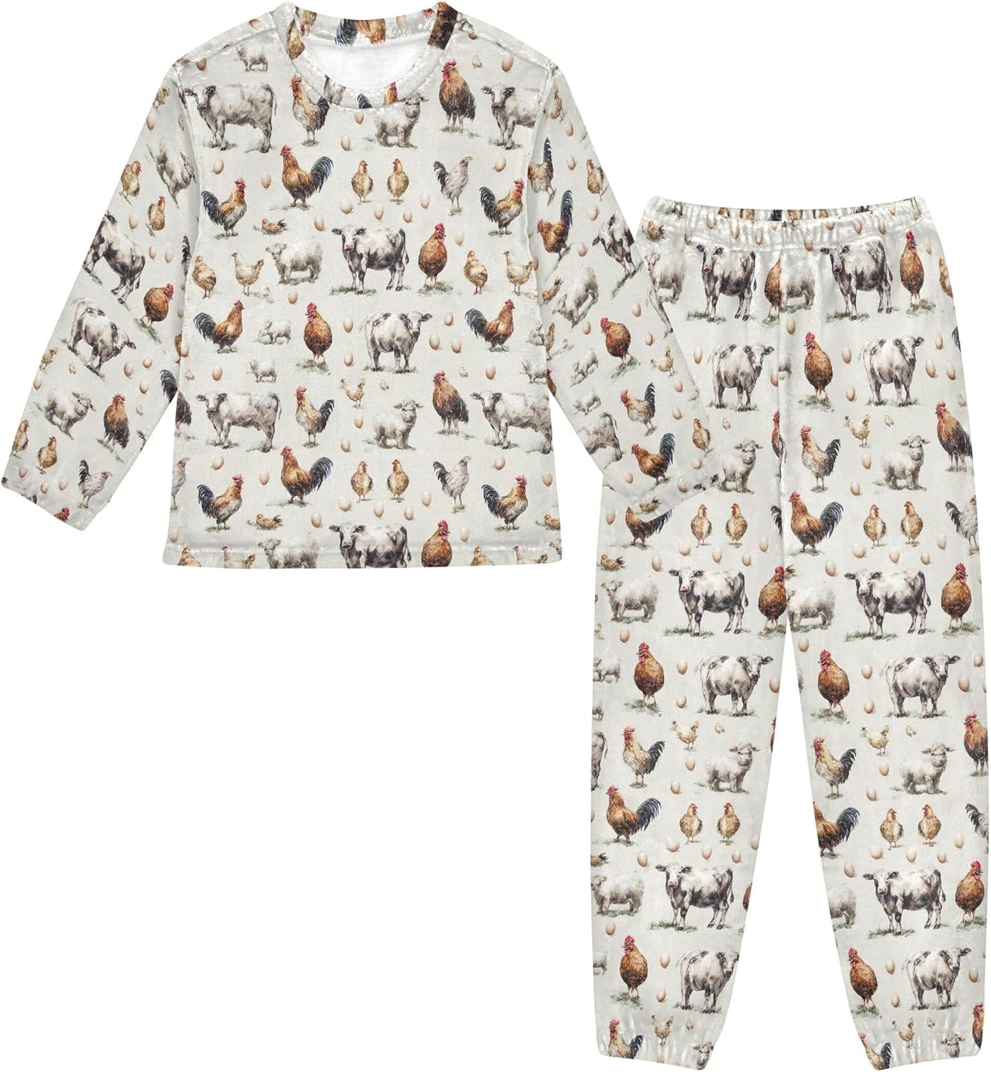 Fleece Pajama Sets Long Sleeve Top with Pants Soft Sleepwear 2 Piece Pjs Set
