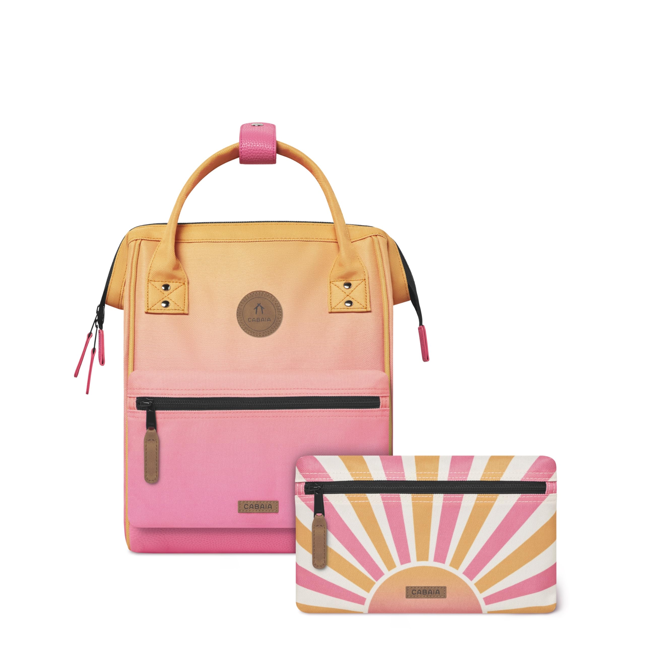 CABAIA - Sac à Dos Adventurer Cabourg - Mini 10L - Déperlant - Compartiment Ordinateur Portable 10,​5-​2 Poches - Certifié Vegan - Sac Voyage, Affaires, École pour Homme et Femme - Rose
