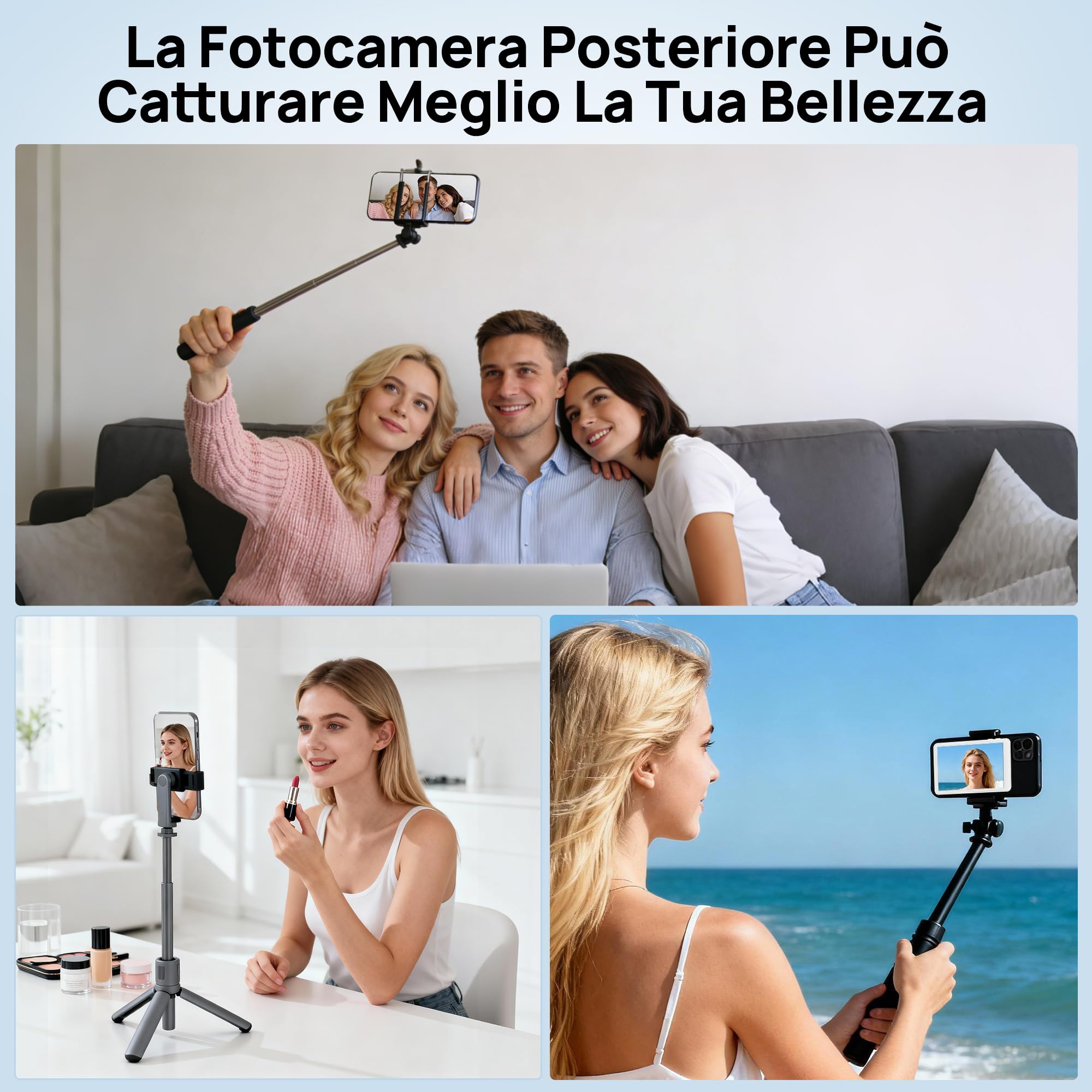 Vlog Selfie Monitor Schermo per Telefono, Wireless Magnetico Telecamera Posteriore Phone Monitor con Gamma 164FT, Schermo per Selfie con Telecomando Bluetooth per Youtube TikTok Live