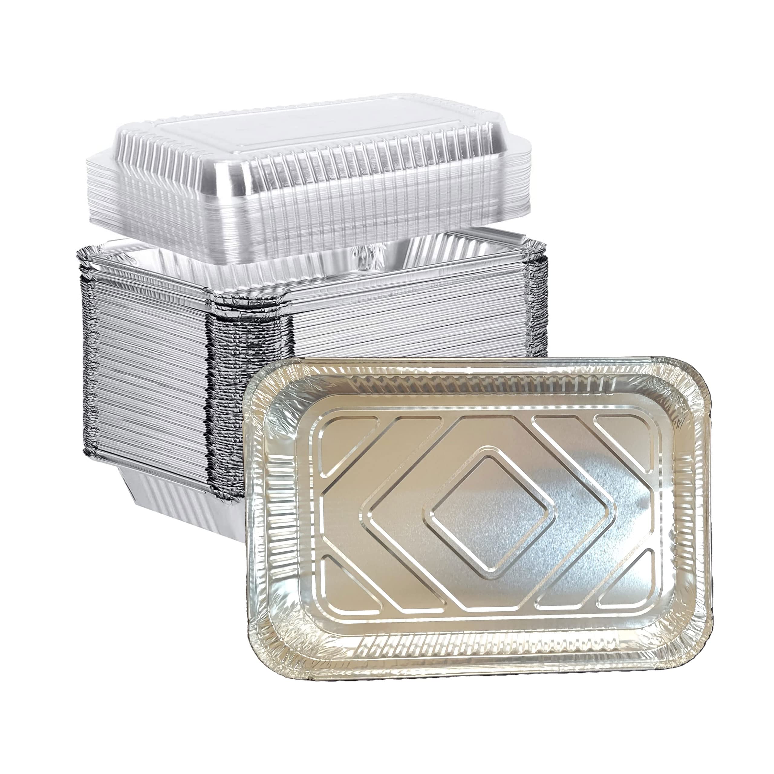 IDL Packaging 30-Piece Aluminum Catering Set - 10 Pans With Lids, 10 Flat Trays, 10 Lazy Susan Trays For Parties & Baking - View #6