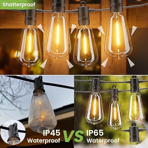 Miniatura 2 de Guirnalda de luces para exteriores de 150 pies con control remoto, tira de luces LED para patio con bombillas ST38 vintage inastillables, IP65