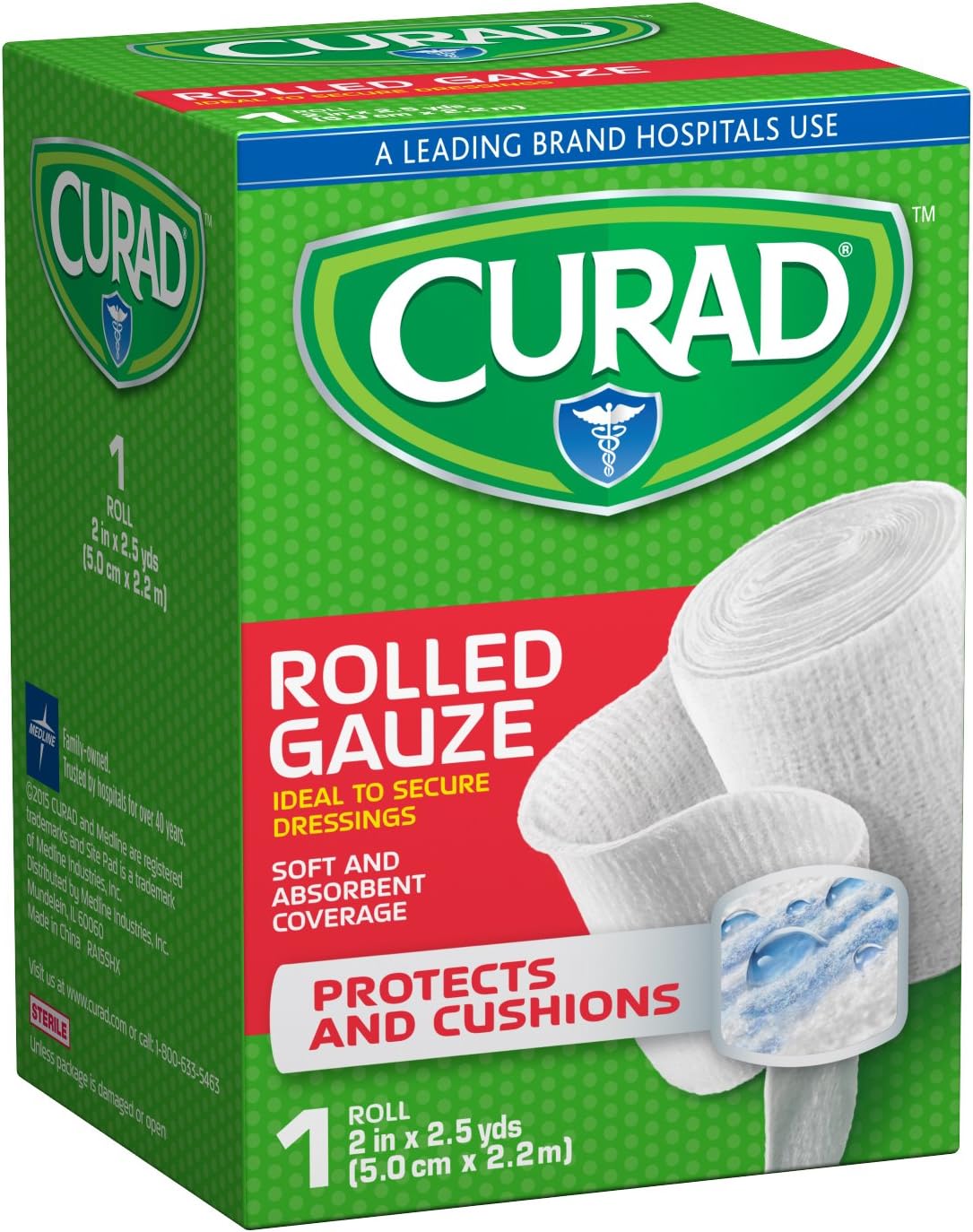 CURAD Stretch Rolled Gauze 3" x 2.5 yds., Pack of 24