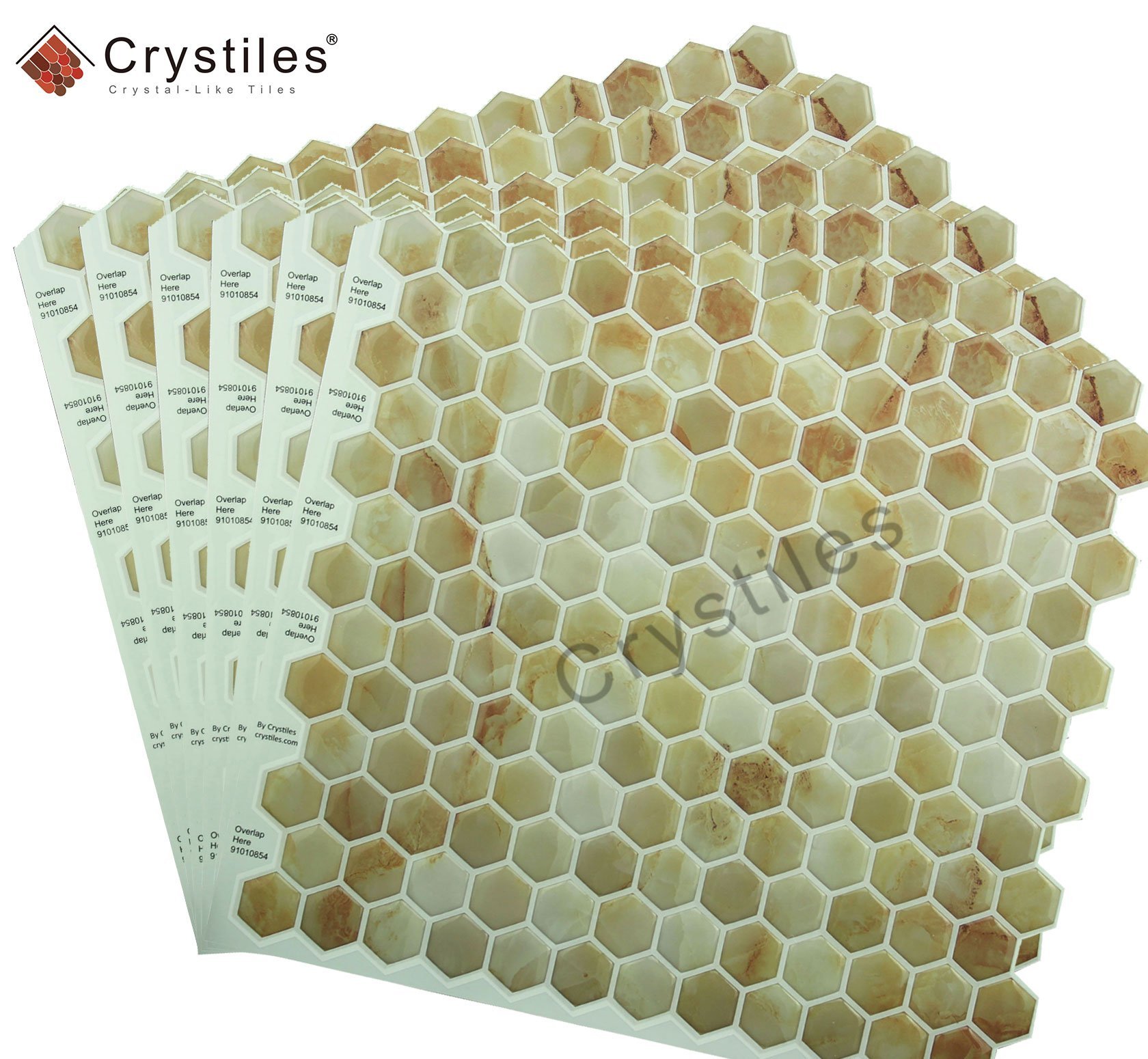 Crystiles 10in. x 10in. Peel and Stick Vinyl Wall Tile Backsplash, Brown and Rusty Color Marbles (6-Pack)