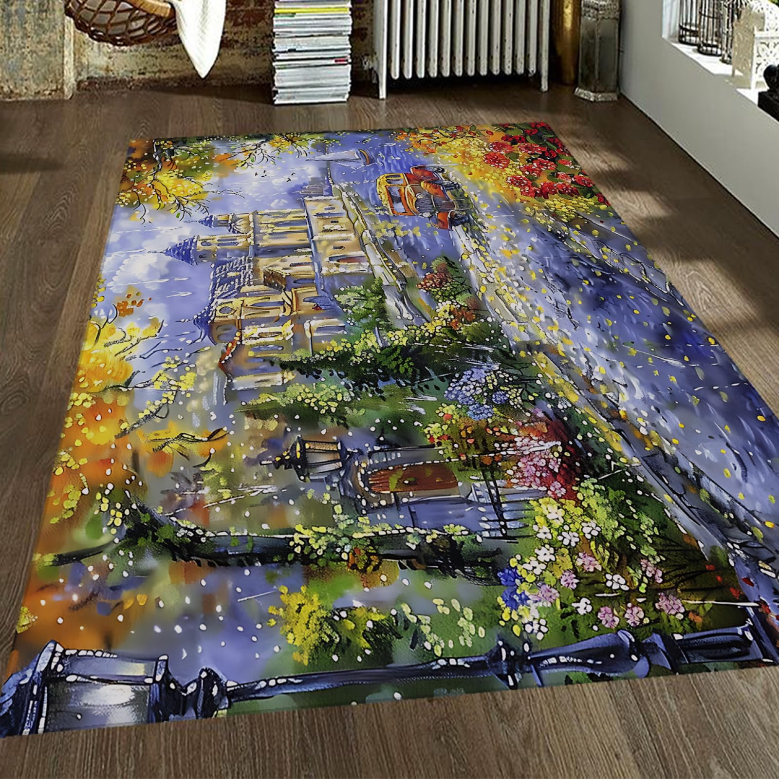 Tapis jeter fleurs style maison côtière de qualité