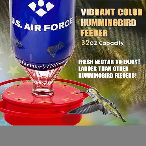 Miniatura 3 de Hummer's Galore, Comedero para colibríes de las Fuerzas Armadas de los Estados Unidos, para colgar en exteriores, a prueba de hormigas y abejas, 32
