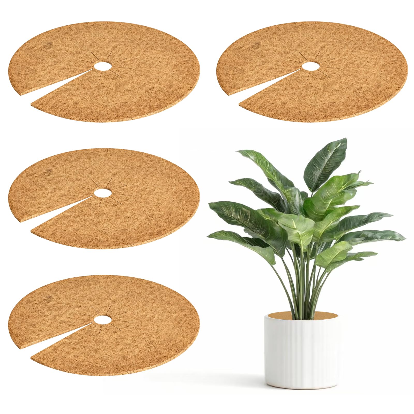 Bamworld 4 Anneaux de Paillage Fibre de Coco, 60 cm Protection Arbre Naturelle, Couvre-Sol pour Plantes Intérieur Extérieur et Aménagement Paysager, Marron