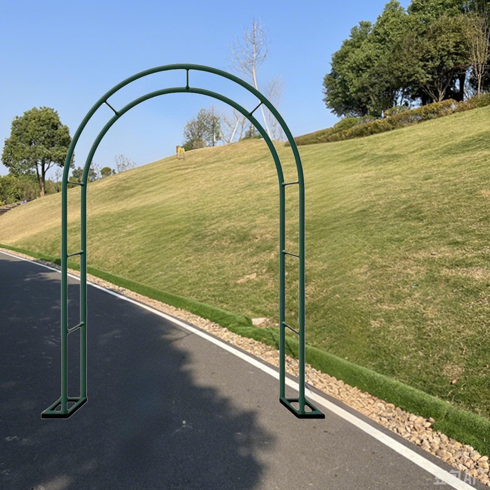 Metalowy łuk ogrodowy, pergola kratowa, do roślin pnących i różanych winorośli, dekoracja ślubna na zewnątrz, rama altany z podstawą 80 cm do 280 cm regulowana wysokość (zielona, 80 cm szer. x 200 cm)
