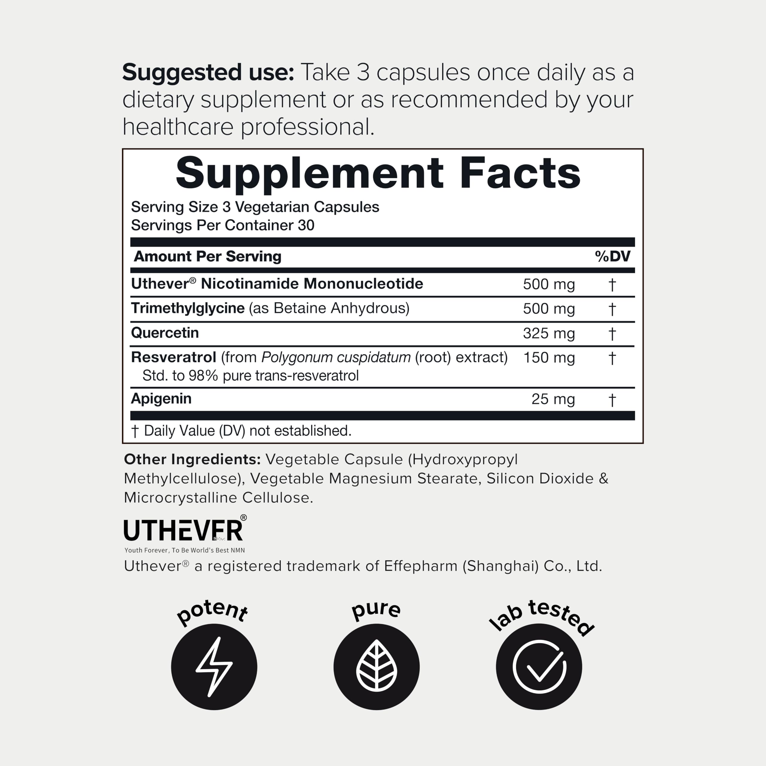 1500mg NMN + Resveratrol Supplement – with Uthever® NMN – High Potency — Amazon image 2