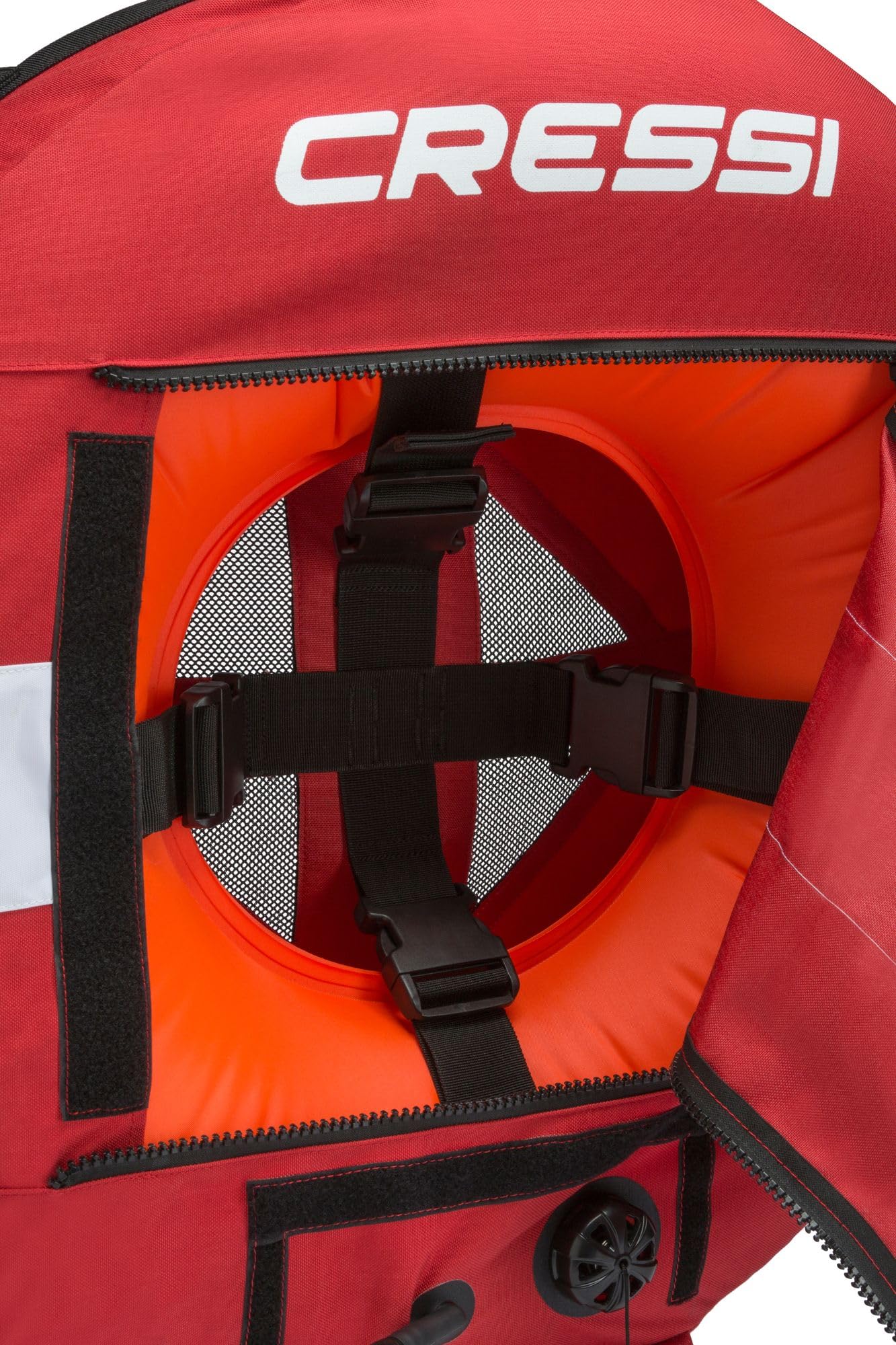 Cressi Freediving Buoy - Boa Gonfiabile Unisex di Segnalazione dedicata all’ Apnea e Immersioni Libere, Nuoto, attività Acquatiche, Grande visibilità, Rosso/Bianco, Taglia Unica