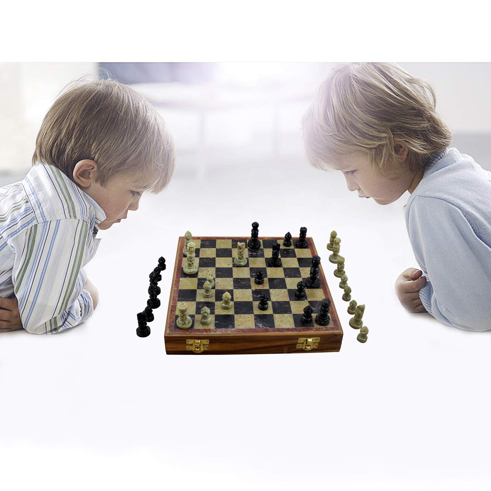 RoyaltyRoute Juegos de Mesa de Estrategia Tradicional de mármol únicos Conjuntos de Piezas de ajedrez y Caja de cartón 30 x 30 cm