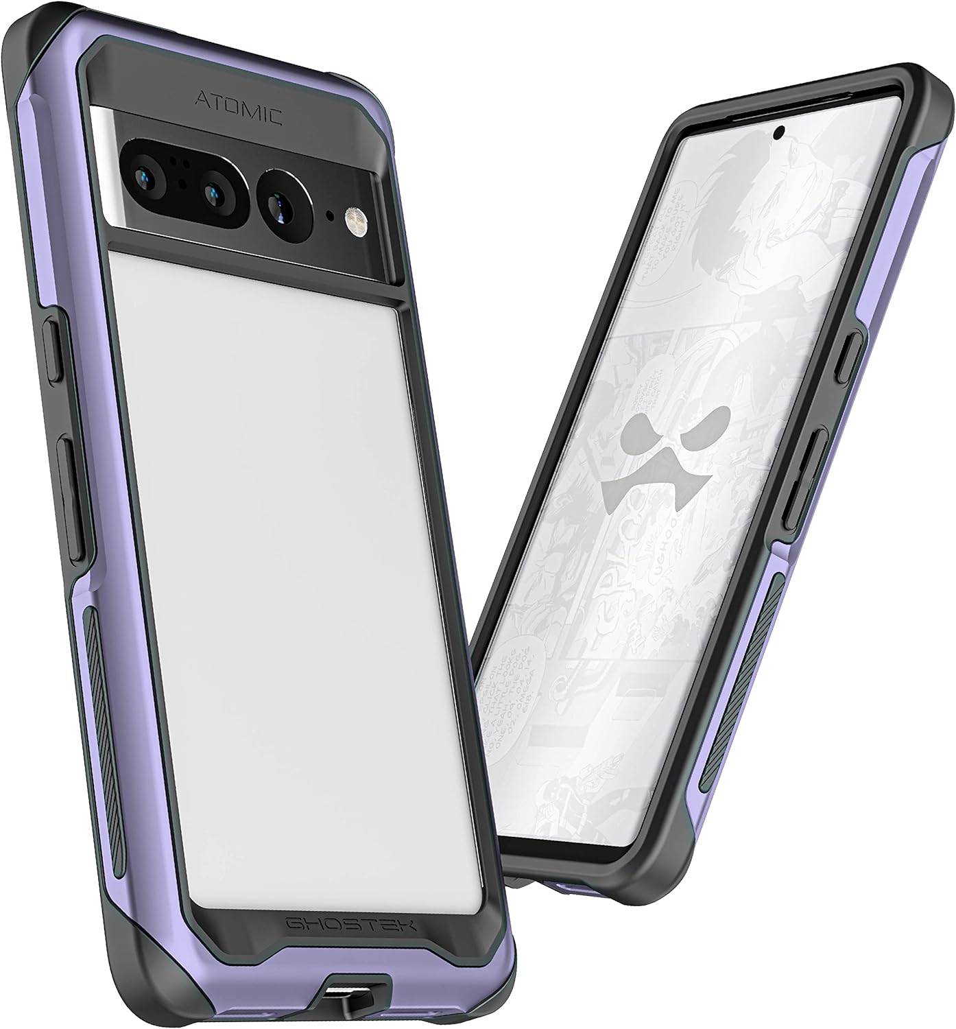 Ghostek ATOMIC slim Clear Google Pixel 7 Pro Case with Aluminum Metal Bumper Premium Rugged Heavy Duty Shockproof Protection Tough Protective Phone Covers Designed for 2022 Pixel 7 Pro (6.7") (Purple)