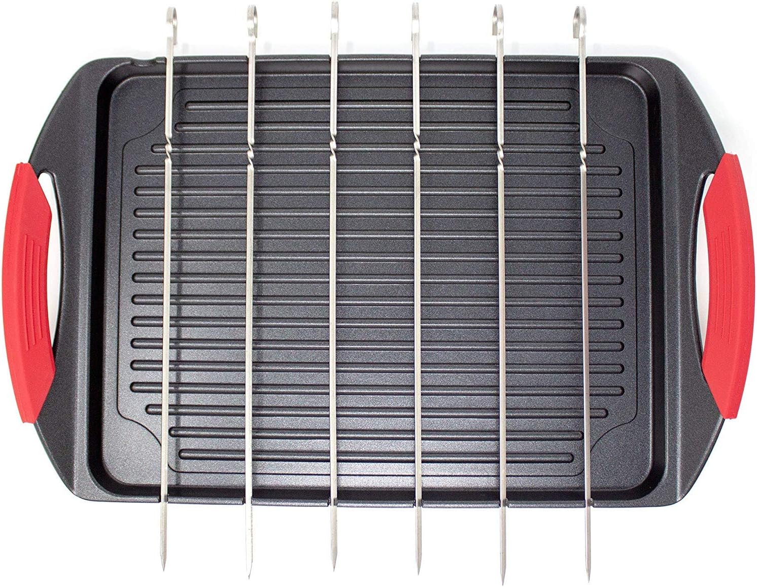 The "Griddle Me This" Cast Aluminium Griddle Plate & 6 Stainless Steel Skewers | BBQ-Style Cooking All Year Round | From Jean Patrique: Home & Kitchen