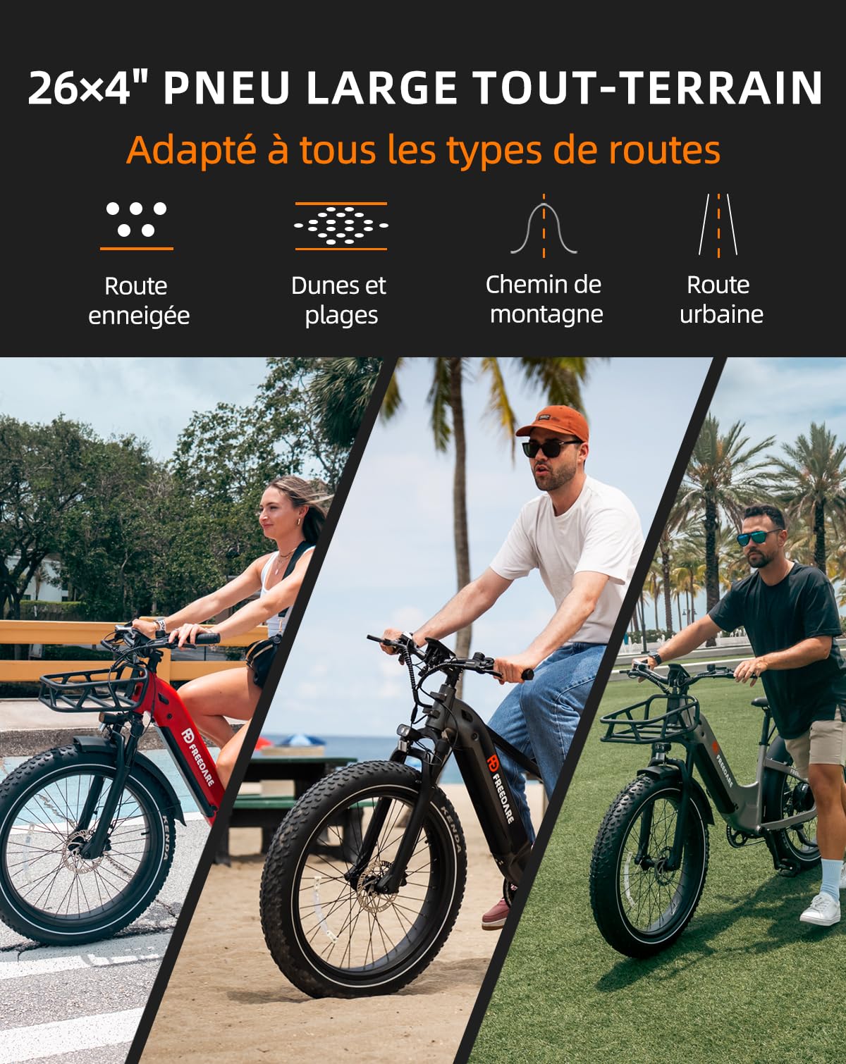 FREEDARE Vélo Électrique Eden pour Adulte Femme Homme avec Moteur BaFang 250W 90Nm Batterie 48V 20Ah Autonomie 150km Capteur de Couple GPS et App Smart VTT Pneus Kenda 26 x 4 Pneus Fat
