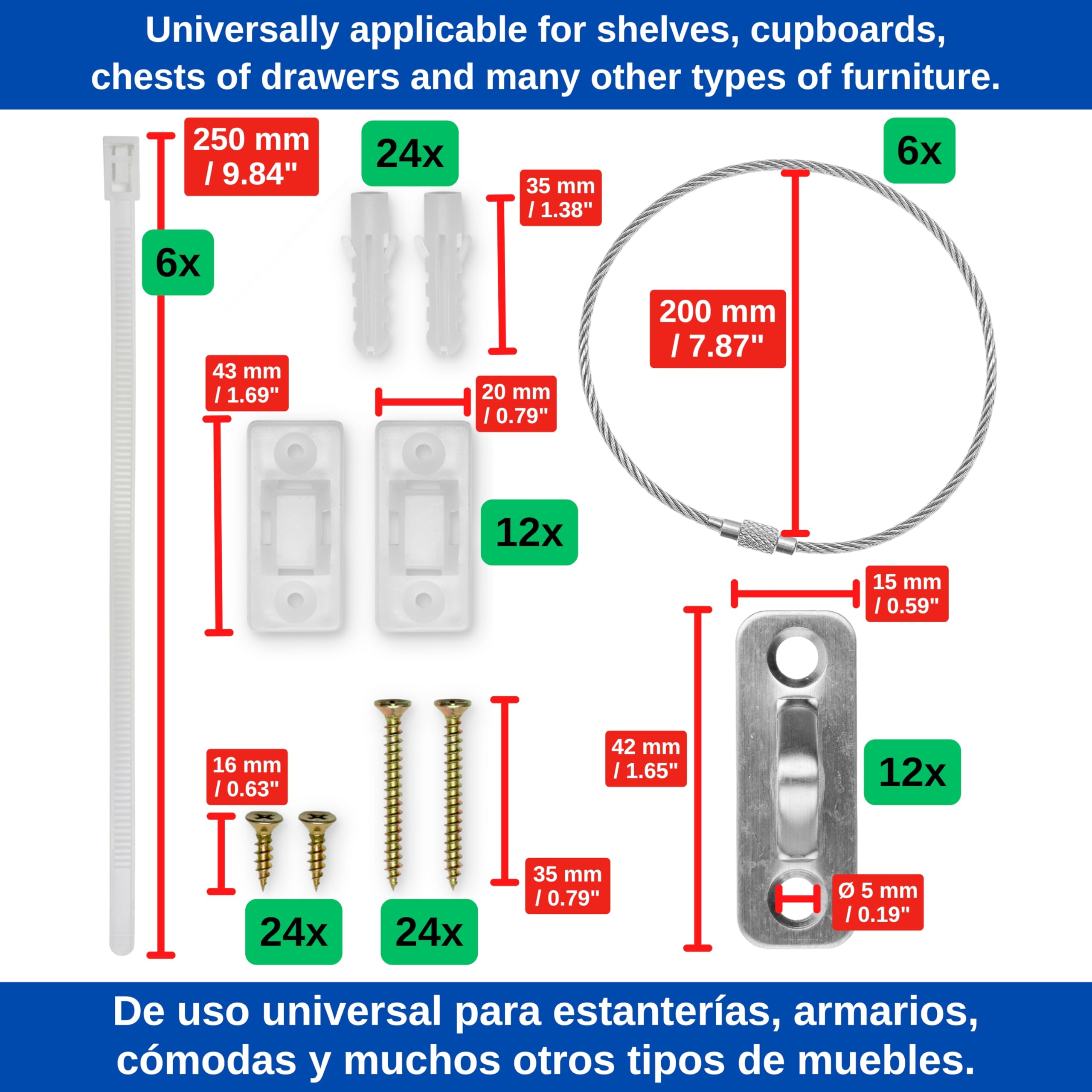 Protection anti-basculement pour étagères, commodes et armoires, 12 paquets, à visser, facile à activer/désactiver, en métal, pour petits enfants, animaux domestiques, kit avec matériel de fixation