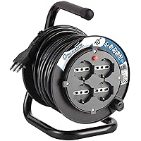 Electraline 49212 prolunga elettrica con avvolgicavo 10M 4 prese polivalenti P40 (Schuko + 10/16A)