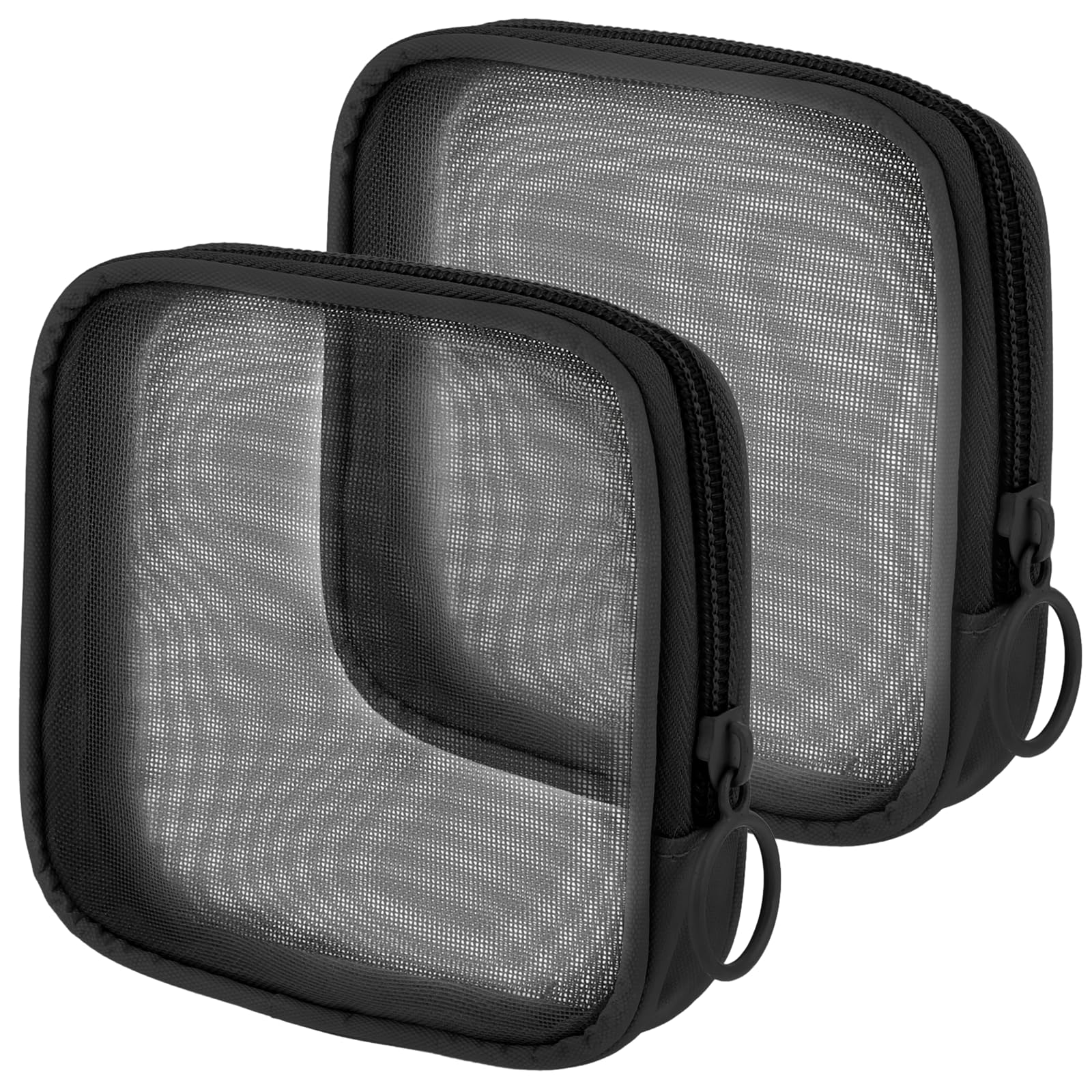 Qianyu 2 Pieces Mesh Makeup Bag Travel Toiletry Cosmetic Bag Mini Mesh Toiletry Organizing Zipper Pouch Purse Personal Care Trip Makeup Bag for Home