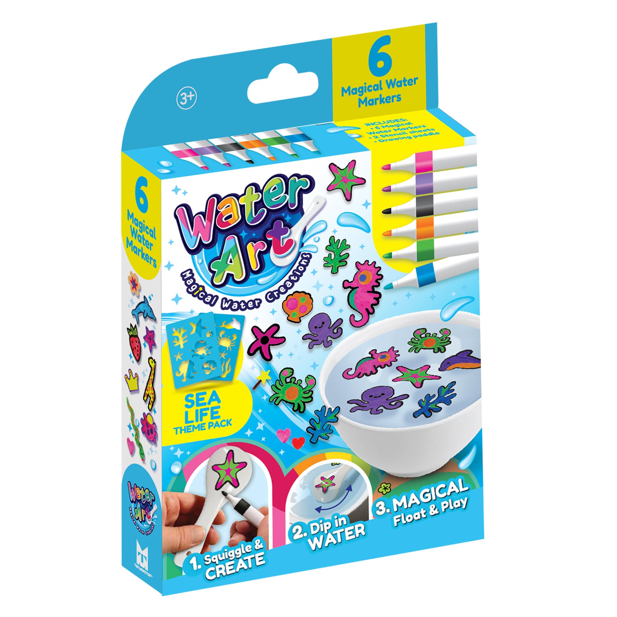 Magical Water Creations Craft Kit for Kids β Sea Life Theme | Includes 6 Water Markers, Stencils & Ceramic Spoon | Creative Sensory Art Activity