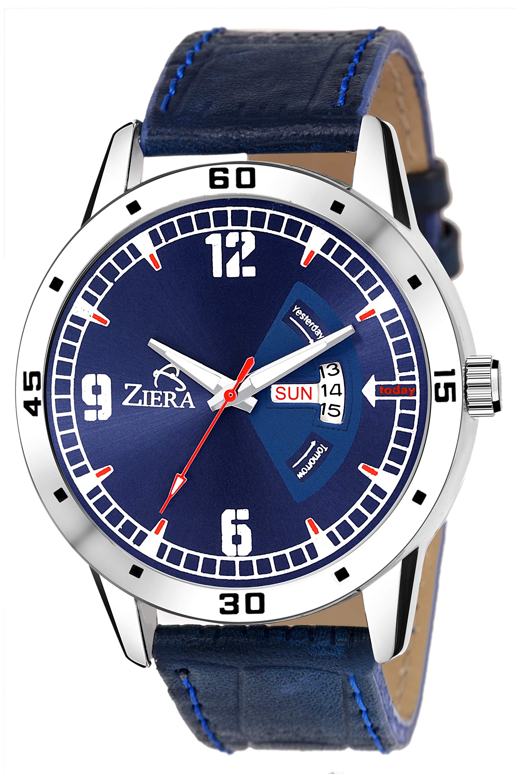 ZIERA ZR622 Blue Strap Day and Date Analog Watch for Men (Blue)