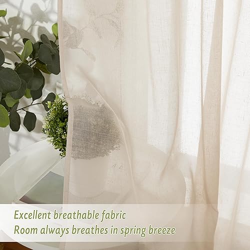 Miniatura 3 de PONY DANCE Cortinas transparentes de 84 pulgadas de largo, filtro de luz de gasa con aspecto de lino semitransparente para decoración del hogar,