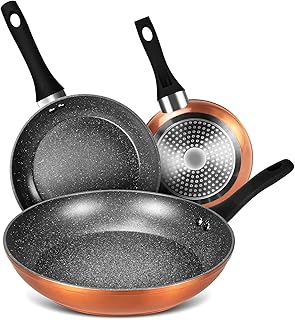 Frying Pan Set Nonstick Skillet Induction Compatible Cookware For Egg, Pancake, Waffle, Omelet, Burger, Fish, Chicken, 8 I...