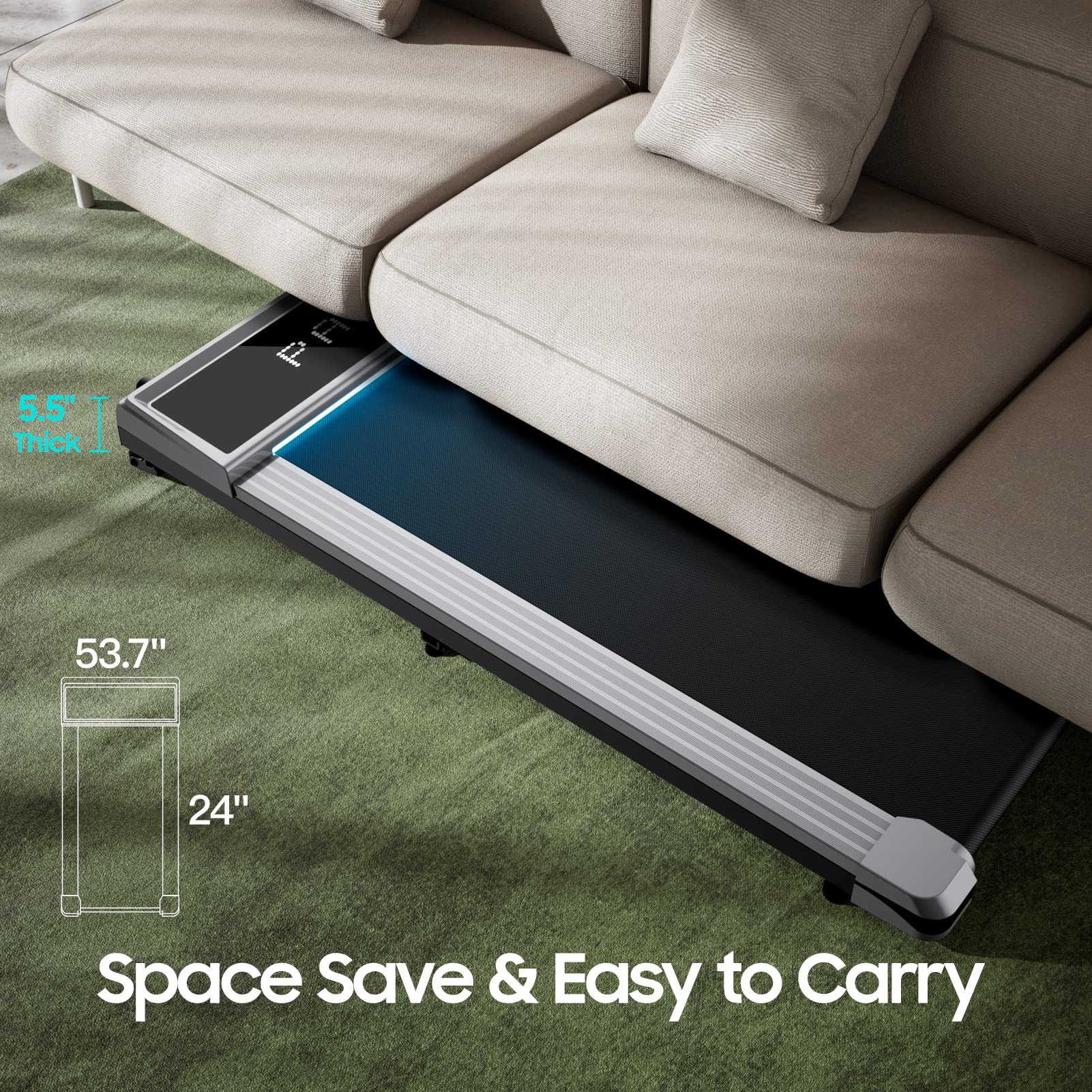 Lontek Walking Pad With Incline Under Desk Treadmill With App