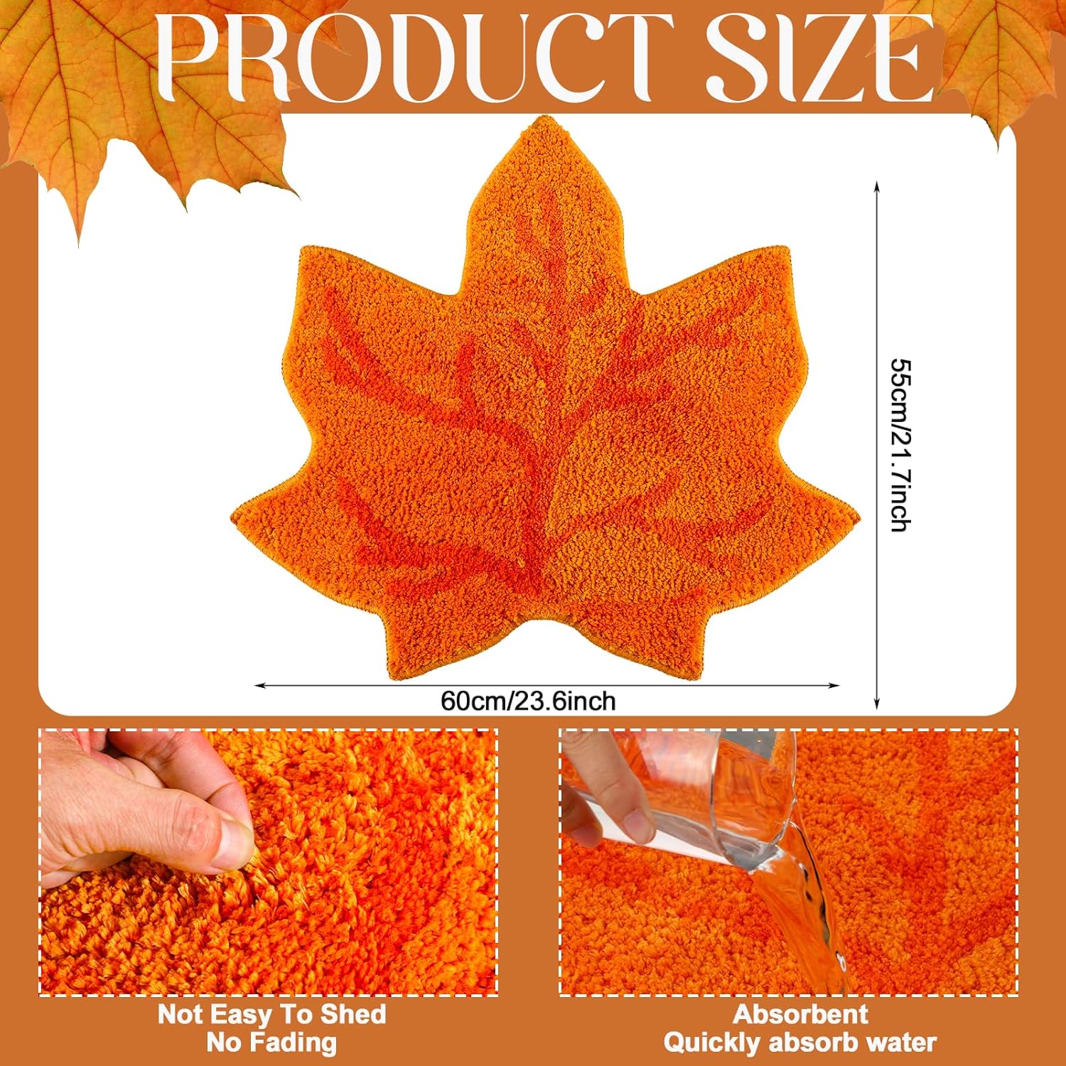 Ceenna Fall Bathroom Rugs Maple Leaf Rug Autumn Bath Mat Thanksgiving Tufted Rug Absorbent Washable Carpet for Tub Shower Bathroom Doormat Decor