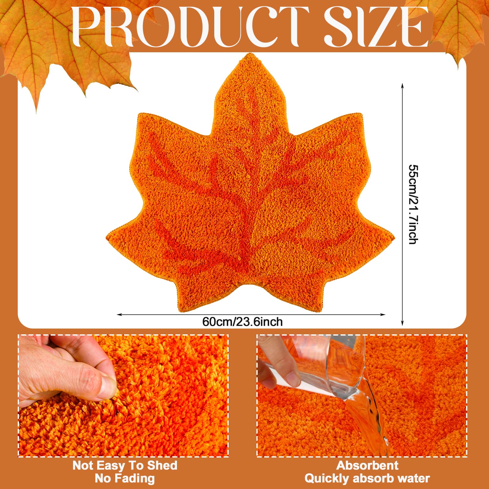 Ceenna Fall Bathroom Rugs Thanksgiving Maple Leaf Rug Autumn Bath Mat ...