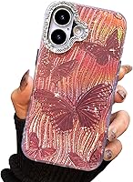 Vista 107 de I-MGAE-IN-AR - Funda compacta para iPhone 16 Pro Max con diseño de mariposa plateada brillante, a la moda, suave, delgada, de poliuretano