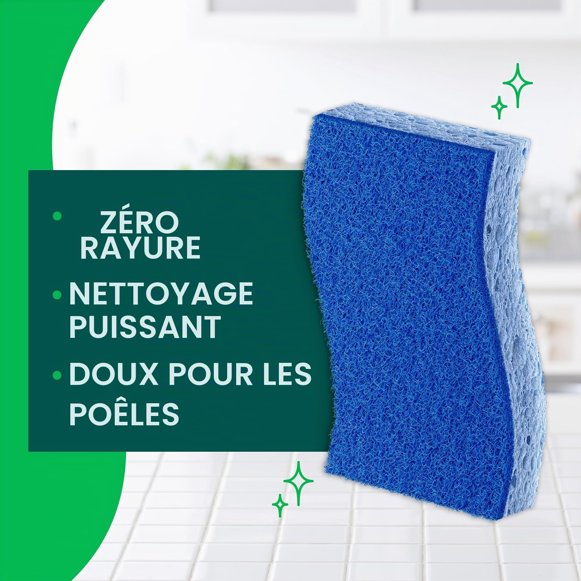 3M 526 No Scratch Multi-Purpose -ponge - r-curer, 4 2/5 x 2 3/5'', Bleu, 6/Pack