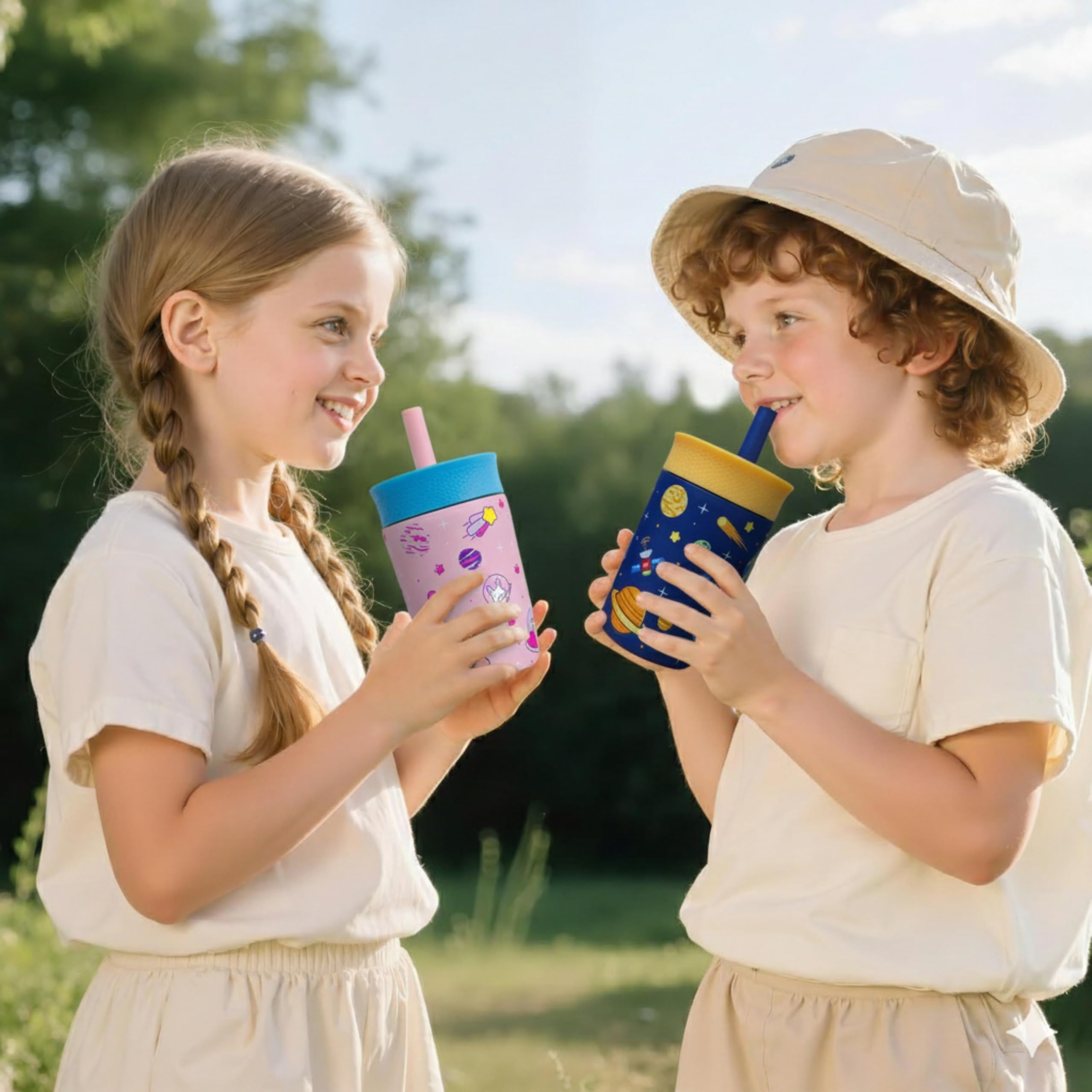ONE AND ONLY Tumbler with Straw Lid Mug Triple Layer Vacuum Insulated Flask Hot and Cold Water Bottle Stainless Steel and Silicon Sipper Leakproof Sipper Water Bottle for Kids 350ml (Pink) - Image 4 thumbnail