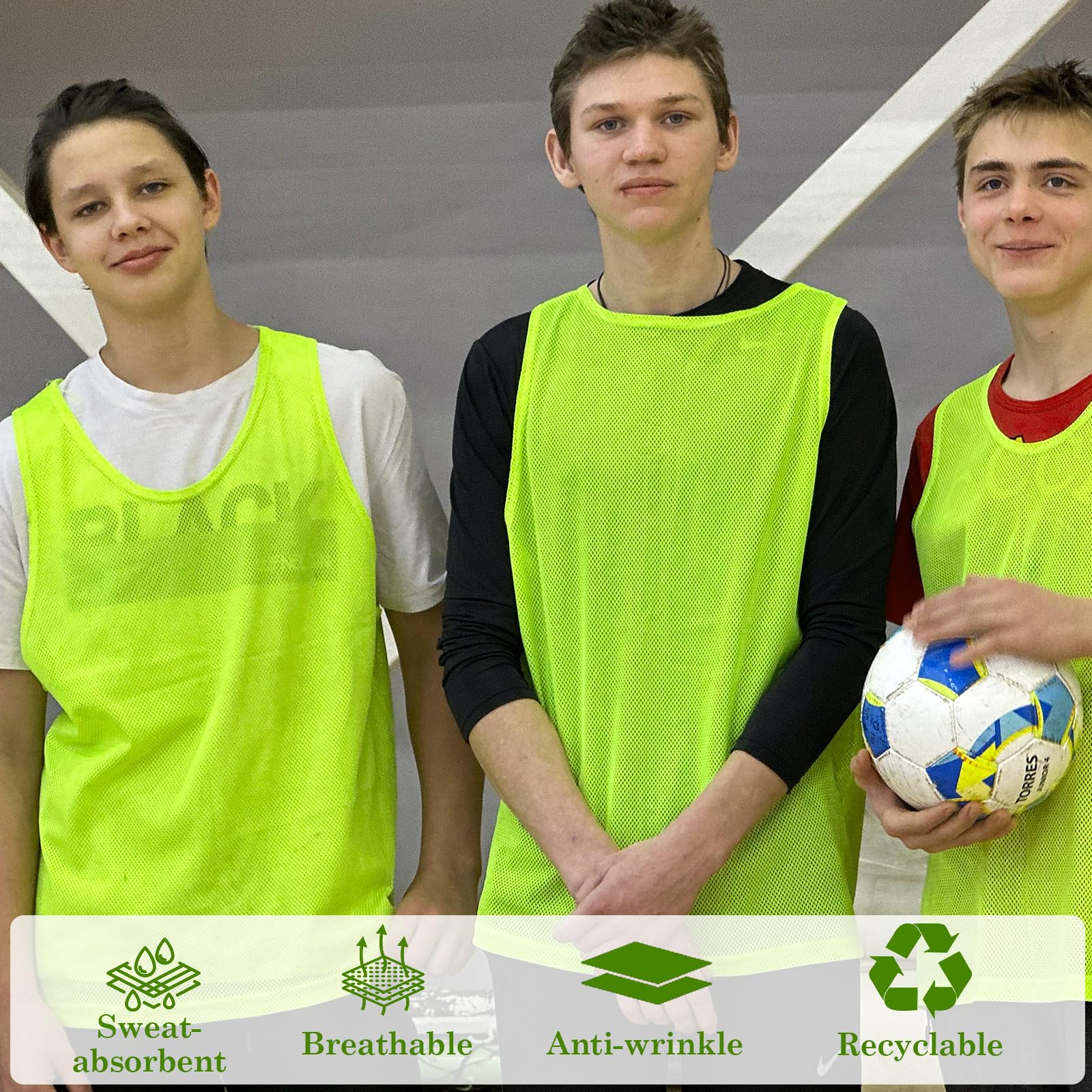 Casacche Calcio Adulti 6 Pezzi, Verde Pettorine da Allanamento Bavaglini da Calcio, Mesh Scrimmage Gilet Traspirante di Basket Pallavolo, Pettorine per Allenamento a Squadre, XL