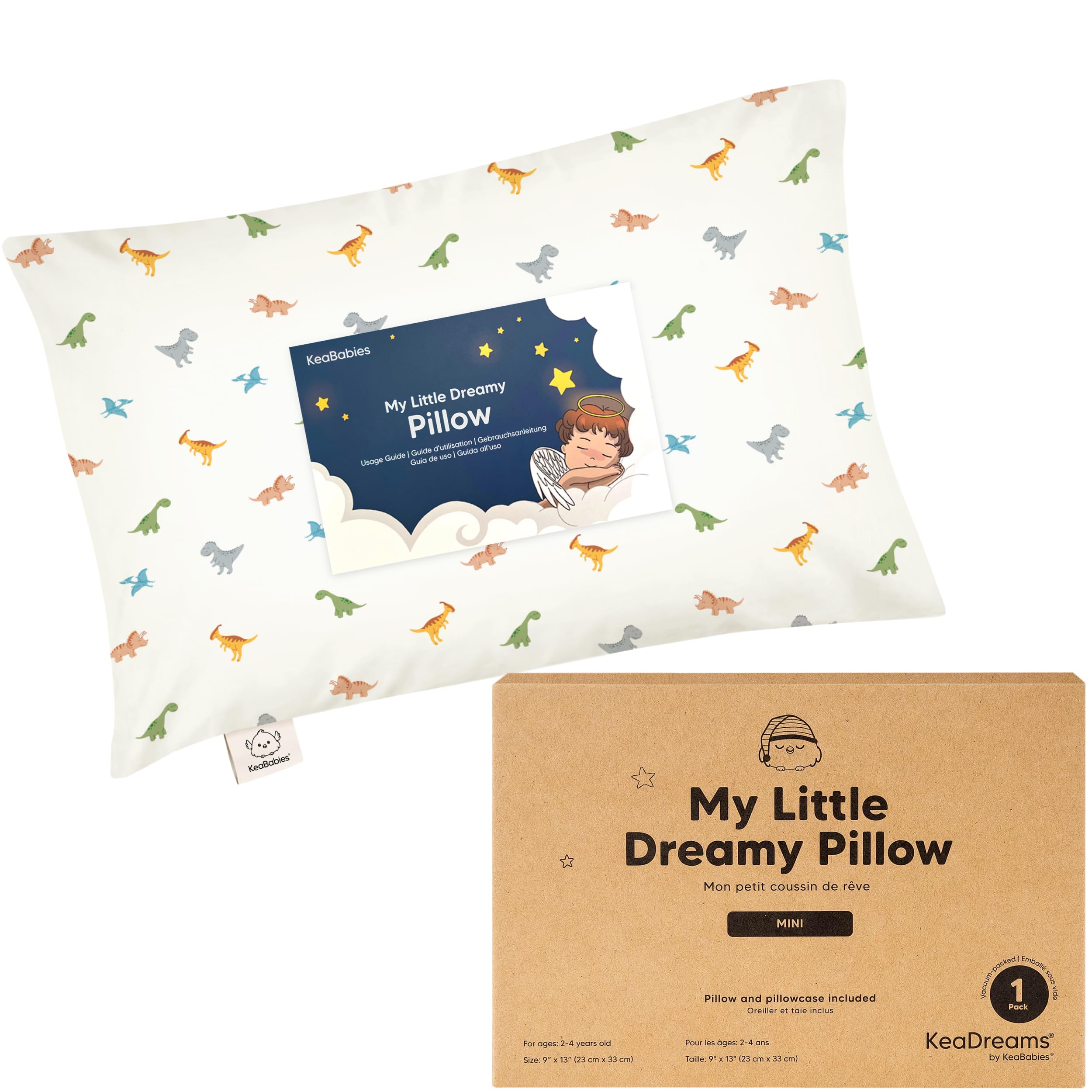 Mini Toddler Pillow with Pillowcase - 9x13 My Little Dreamy Travel Kids Pillow for Sleeping, Toddler Bed, Small, Tiny, Organic Cotton Pillowcase, Soft