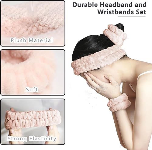 Miniatura 7 de S G SMILE GIRLS Juego de toalla grande de microfibra con diadema de spa y pulseras para lavar la cara, súper absorbente, toalla de secado de cabello