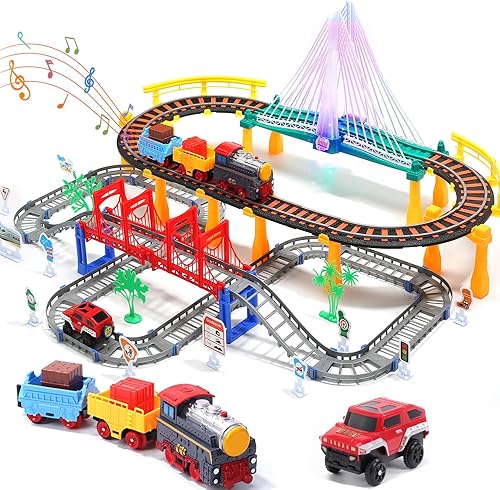 Juego de tren eléctrico para niños pequeños, juguete de pista de tren a pilas para niños de 3, 4 y 5 años, niños y niñas