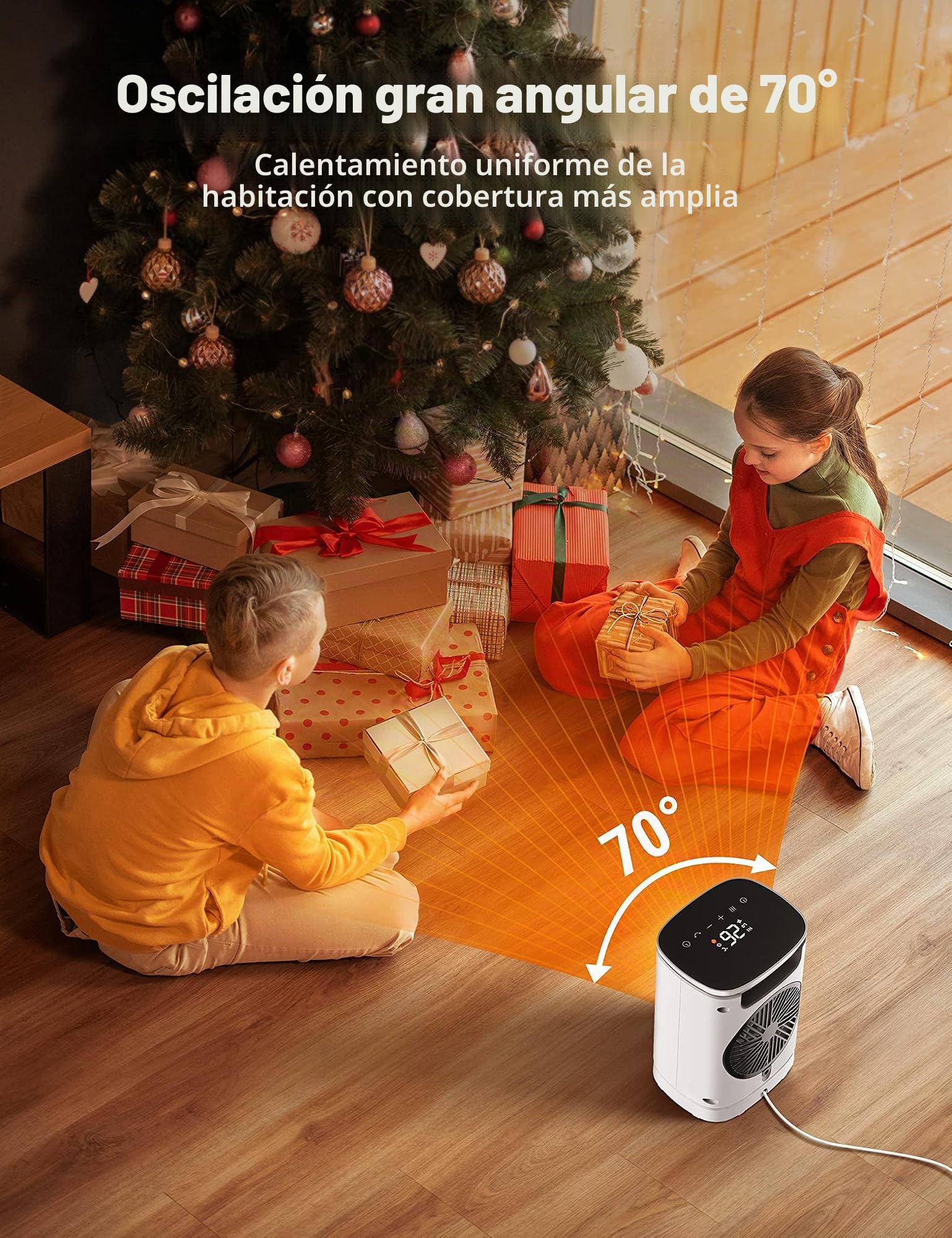 Paris Rhône Calefactor de bajo consumo, 2000 W, calefacción eléctrica, dos aire caliente y 1 aire frío 70°, protección contra el sobrecalentamiento, casa, dormitorio