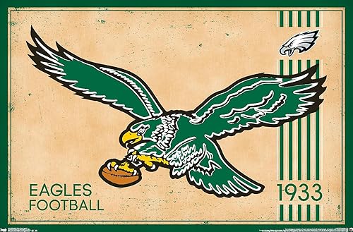Trends International NFL Philadelphia Eagles - Póster de pared con logotipo retro 14, 14.725 x 22.375 pulgadas, versión de alta calidad sin marco