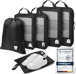 Cubos de embalaje de compresión para viajes, juego de 6 bolsas ligeras imprescindibles de crucero para equipaje de mano y organizador de ropa, artículos esenciales duraderos para vacaciones y accesorios, regalos para mujeres y hombres