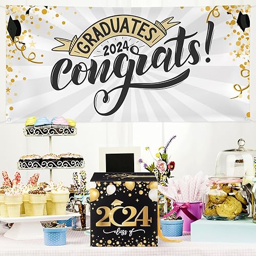 Miniatura 5 de BESTOYARD Caja de titular de la tarjeta de graduación 2023, caja de tarjetas de felicitaciones, caja de tarjetas de invitación, regalos de fiesta de