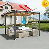Rétractable Vague Voile Ombrage 2x4M Rectangulaire Imperméable Toile D'ombrage Filet D'ombrage Bâche Ombrage Protection UV Solaire pour Jardins Balcons Pergola Terrasse Kaki - 2