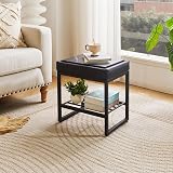 Aibiju Stool Chair for Dressing Table, Faux Leather Small Makeup Bench for Vanity, PU Seat Vanity Stool for Bedroom Living Room, Black YD-JD150B - 4