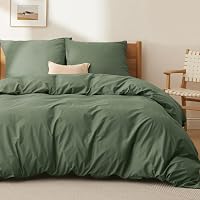 BEDSURE Ágyneműhuzat 220x240 cm Pamut Szürke-Oliva 3 részes Párnahuzattal 2